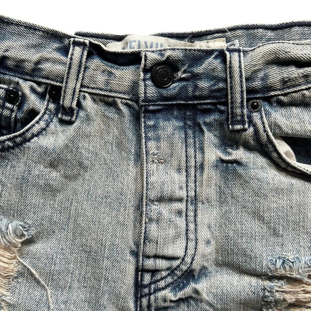 Brandy Melville Shorts Womens 26 Blue Distressed Denim Cut Off Cuffed High Waist - Picture 4 of 15